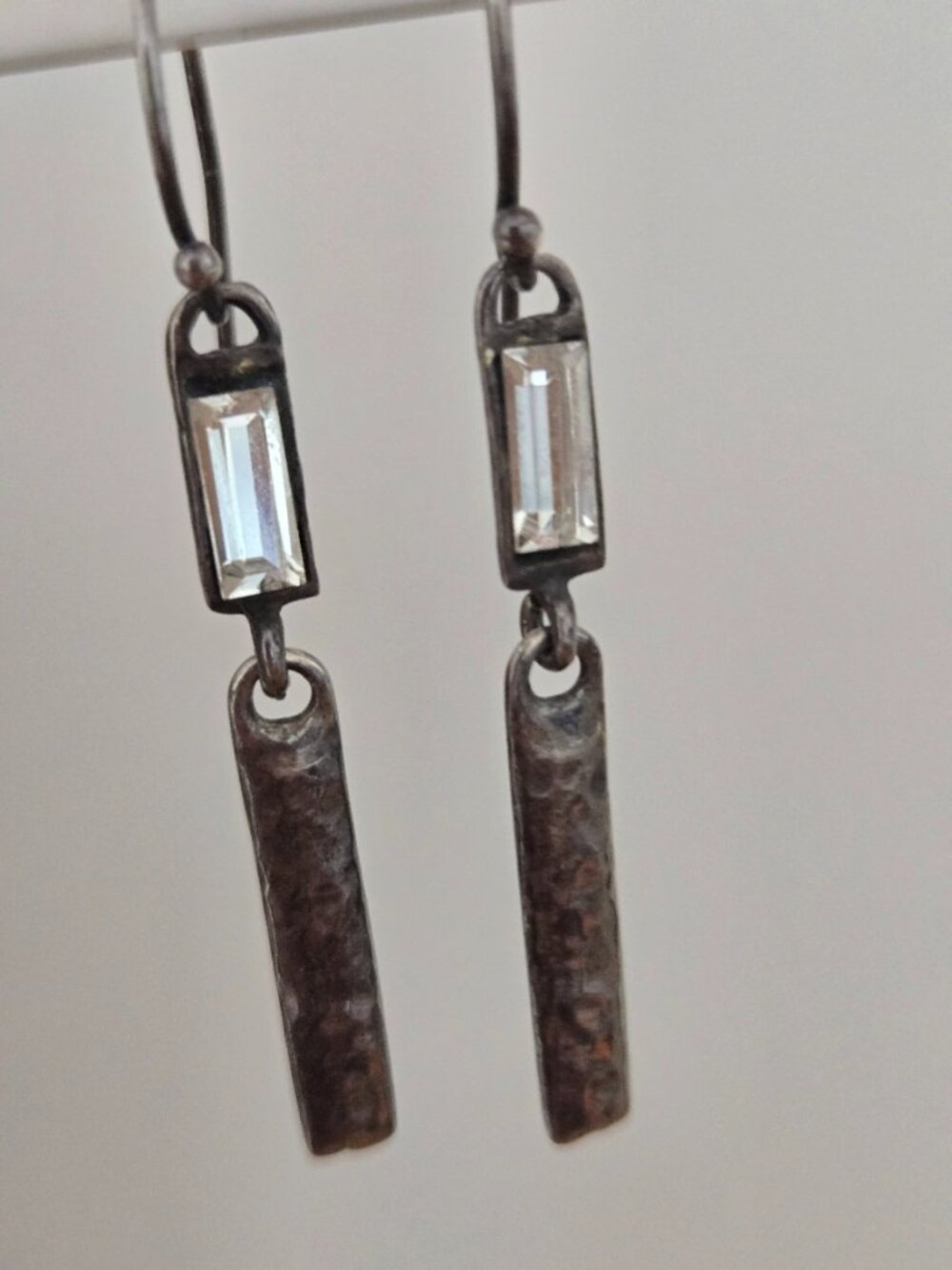 Vintage Israel Crystal 925 Dangle Earrings